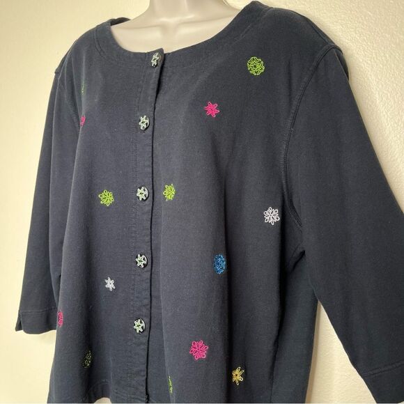 Vintage Natalie & Me Weekend Woman Snowflake Embroidered Black Button Women 1X - Picture 5 of 11